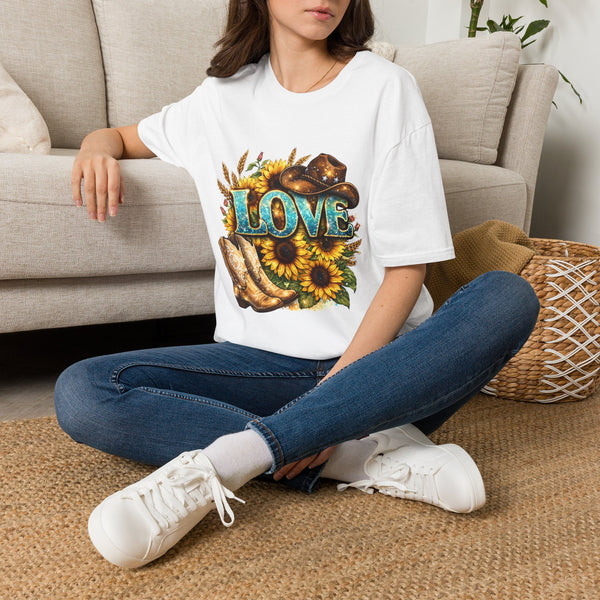 Sunflower Cowboy LOVE T-Shirt — Western Floral Graphic Tee