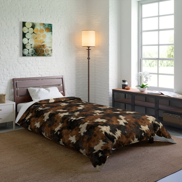 Brown Camouflage Houndstooth Comforter – Rustic Cozy Bedroom Duvet
