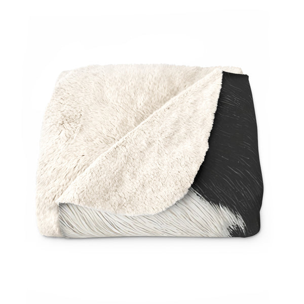 Cow Print Sherpa Fleece Blanket — Cozy Black & White Faux Fur Throw