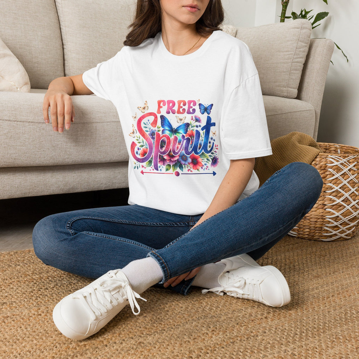 Free Spirit Butterfly T-Shirt — Colorful Boho Tee for Women & Teens