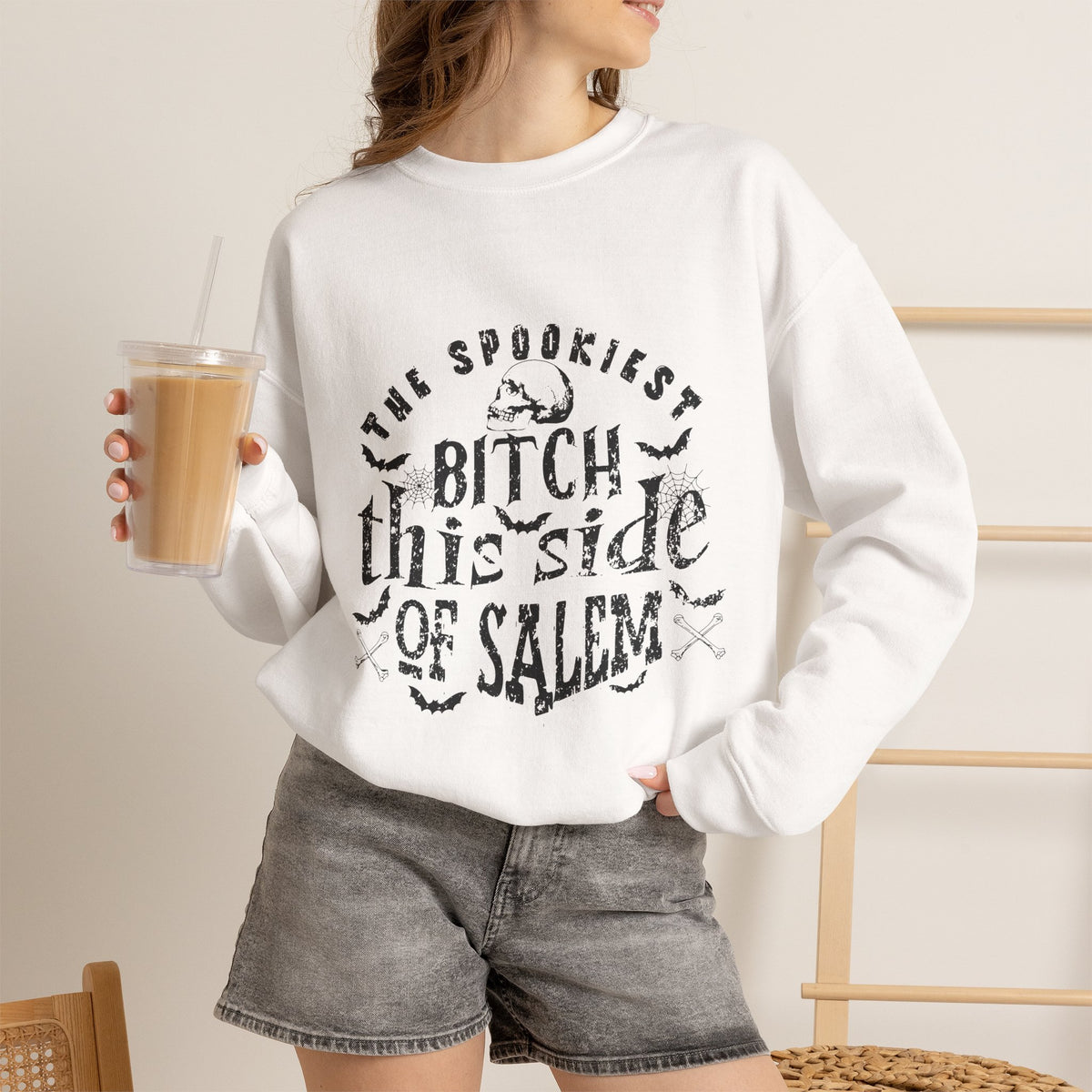 Salem Witchy Crewneck Sweatshirt — "The Spookiest Bitch This Side of Salem"