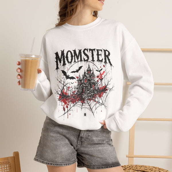 Momster Crewneck Sweatshirt — Gothic Haunted Castle Halloween Sweatshirt