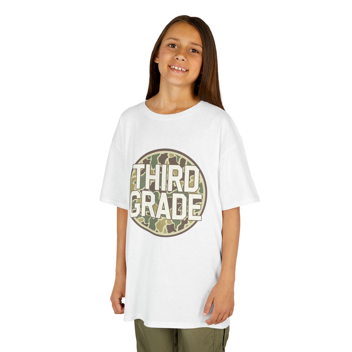 Third Grade Kids T‑Shirt — Camo Circle Back to School Tee