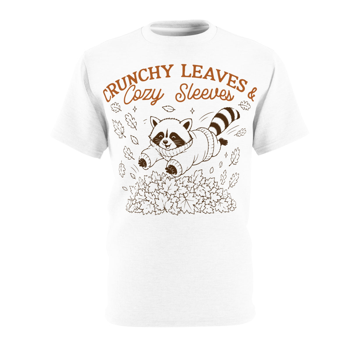 Fall Raccoon T‑Shirt — “Crunchy Leaves & Cozy Sleeves” Autumn Graphic Tee