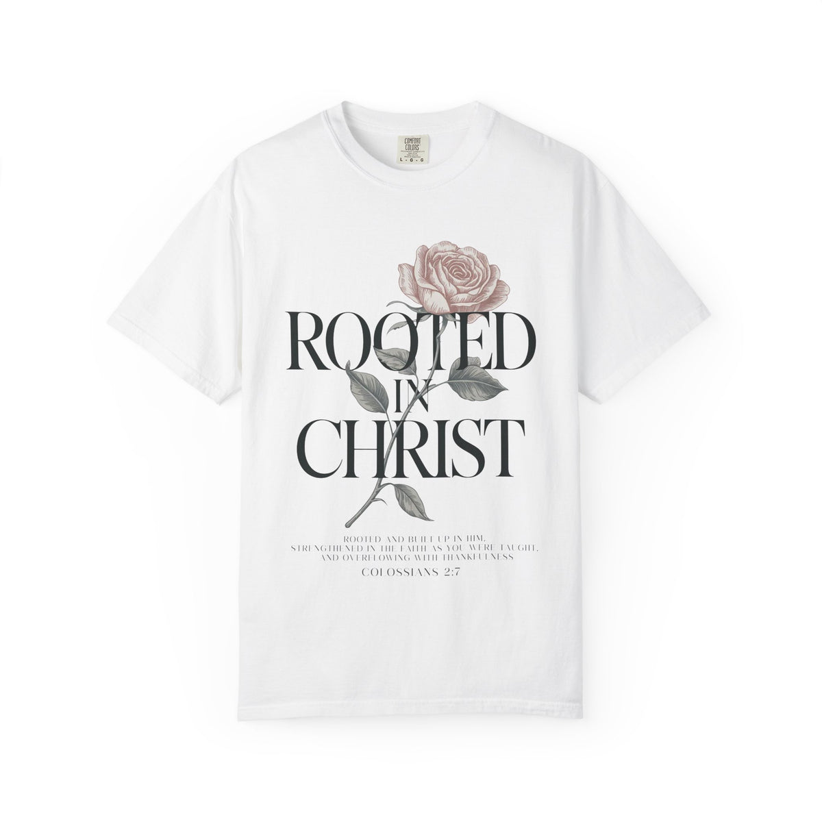 Rooted in Christ T-Shirt | Floral Rose Christian Faith Tee
