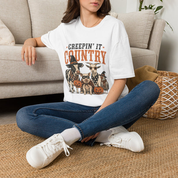 Creepin' It Country T‑Shirt — Halloween Farm Animal Graphic Tee