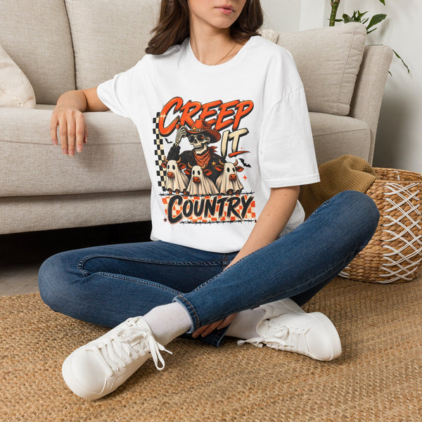 Creep It Country T‑Shirt — Retro Skeleton Cowboy Halloween Tee