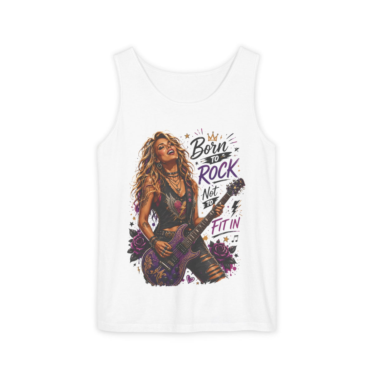 Born to Rock Tank Top — "Born to Rock Not Fit In" Guitarist Graphic Tank