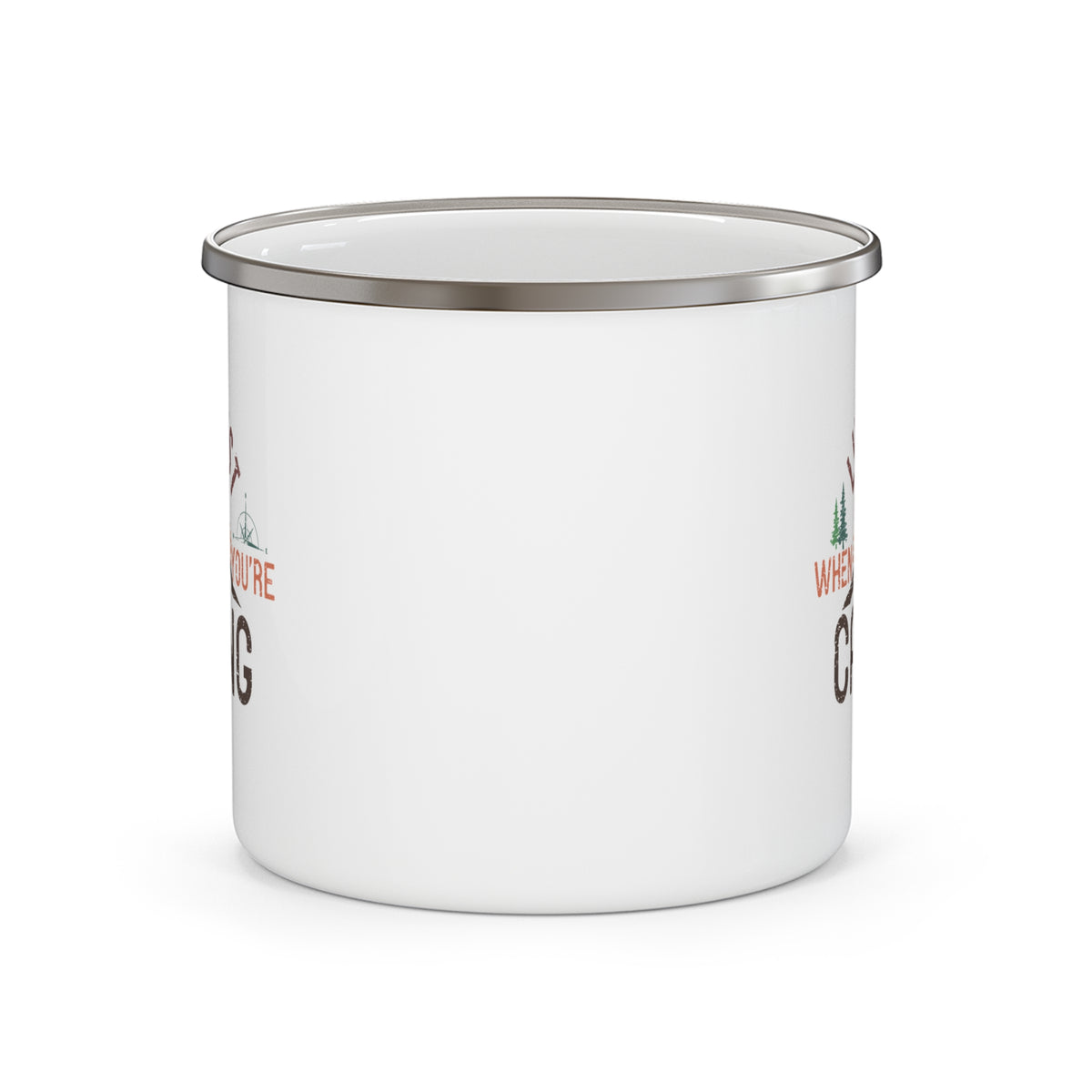 Enamel Camping Mug — "Life Is Best When You're Camping" Outdoor Coffee Cup