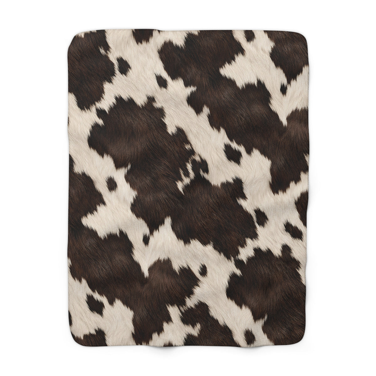 Cowhide Sherpa Blanket - Plush Faux Cow Print Fleece Throw